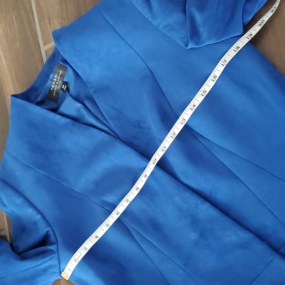 TAHARI Arthur S. Levine Blue Faux Suede Blazer Jacket Womens Size 10P - Picture 7 of 8